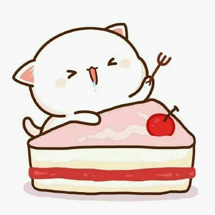 Chibi cat image eating cake