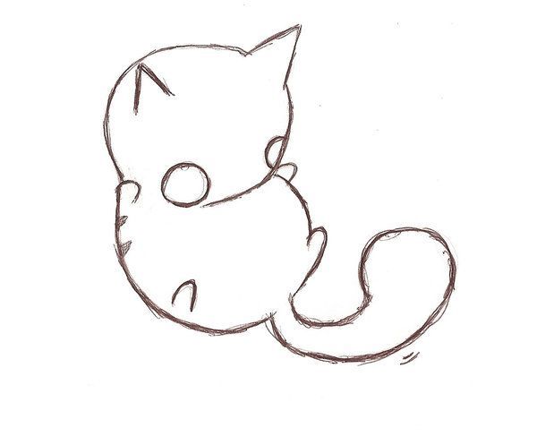 Simple and easy to draw chibi cat drawing