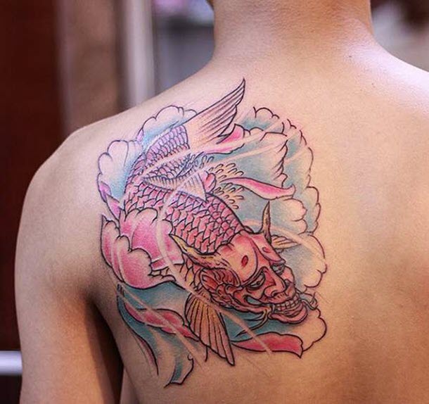 Beautiful devil face carp tattoo for men