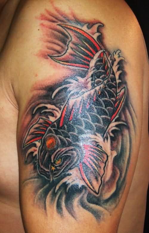 fierce devil face carp tattoo